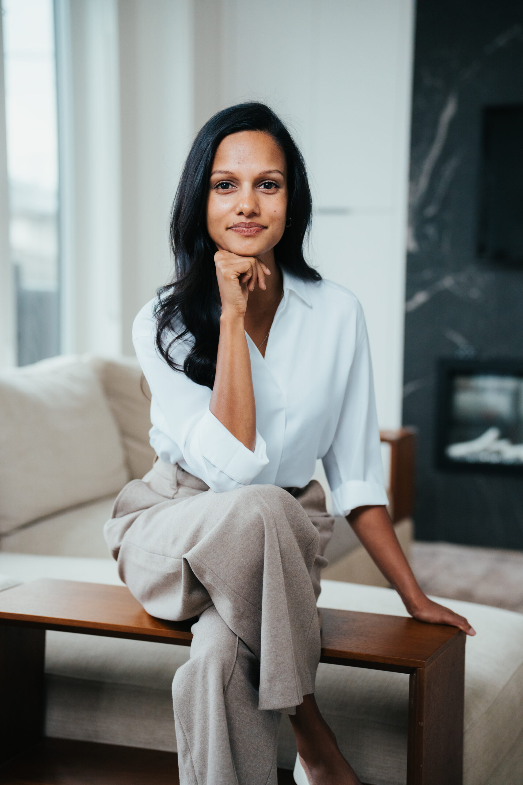 Real estate brand photography in living room of a home.